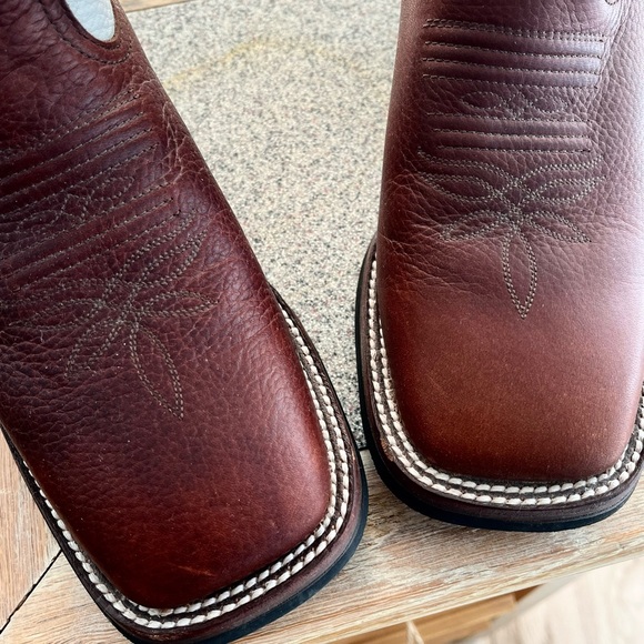 Tony Lama Tall White and Brown Western Boots - Picture 5 of 9